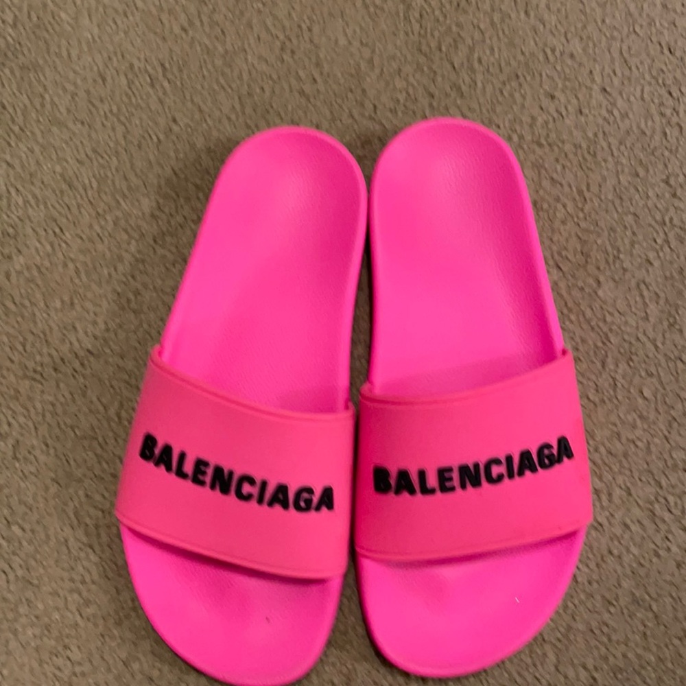 Hot pink balenciaga slides